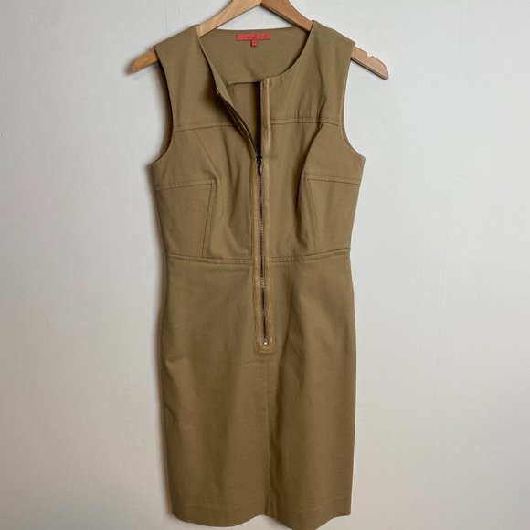 Sinclaire 10 Tyler Tan Leather Shift Dress Sz 4 - Picture 1 of 4